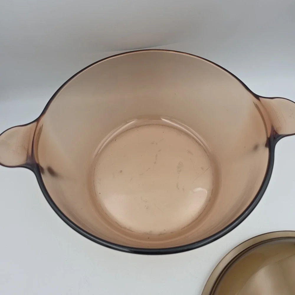 Corning Visions Ware Dutch Oven Stock Pot 4.5L PYREX Lid Amber Glass READ